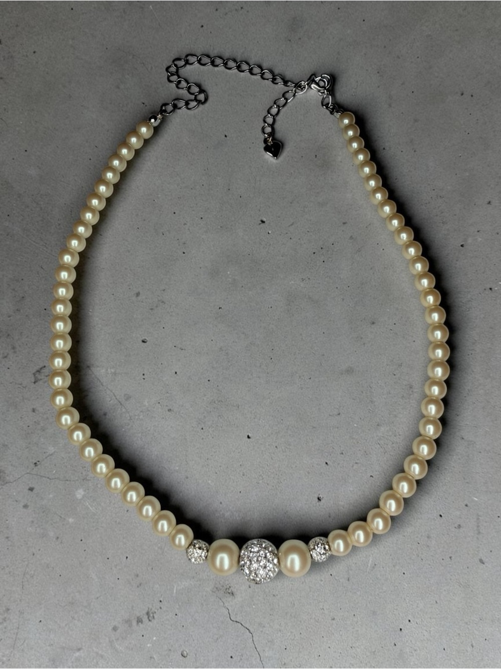 Pearl and Pavé Crystal Choker Necklace - Cream
